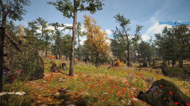 Ekoloji ve sürdürülebilir kalkınma için altyapı, biyolojik çeşitliliği ve büyüyen ekonomiyi korumak için çevre kavramı. 3B Hazırlama