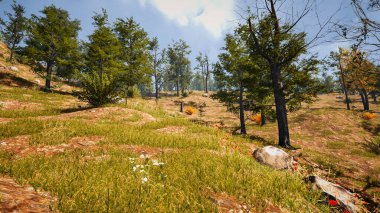 3 boyutlu görüntüleme. Kapsamlı bir doğal ortam. Sürdürülebilir kalkınma hedeflerini ve ekosistem korumasını gösteren manzara.