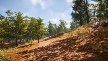 3 boyutlu görüntüleme. Kapsamlı bir doğal ortam. Sürdürülebilir kalkınma hedeflerini ve ekosistem korumasını gösteren manzara.