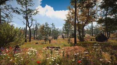 Ekoloji ve sürdürülebilir kalkınma için altyapı, biyolojik çeşitliliği ve büyüyen ekonomiyi korumak için çevre kavramı. 3B Hazırlama