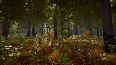 3 boyutlu görüntüleme. Kapsamlı bir doğal ortam. Sürdürülebilir kalkınma hedeflerini ve ekosistem korumasını gösteren manzara.