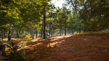 3 boyutlu görüntüleme. Kapsamlı bir doğal ortam. Sürdürülebilir kalkınma hedeflerini ve ekosistem korumasını gösteren manzara.