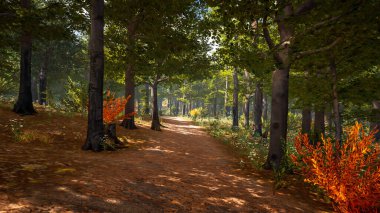3 boyutlu görüntüleme. Kapsamlı bir doğal ortam. Sürdürülebilir kalkınma hedeflerini ve ekosistem korumasını gösteren manzara.