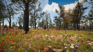 Ekoloji ve sürdürülebilir kalkınma için altyapı, biyolojik çeşitliliği ve büyüyen ekonomiyi korumak için çevre kavramı. 3B Hazırlama