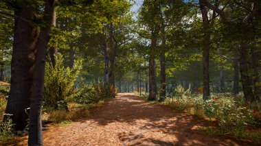 3 boyutlu görüntüleme. Kapsamlı bir doğal ortam. Sürdürülebilir kalkınma hedeflerini ve ekosistem korumasını gösteren manzara.