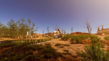 Ekoloji ve sürdürülebilir kalkınma için 3D Render Arka planı, biyolojik çeşitliliği ve büyüyen ekonomiyi korumak için çevre kavramı