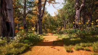 Ekoloji ve sürdürülebilir kalkınma için 3D Render Arka planı, biyolojik çeşitliliği ve büyüyen ekonomiyi korumak için çevre kavramı