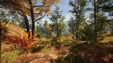 Ekoloji ve sürdürülebilir kalkınma için 3D Render Arka planı, biyolojik çeşitliliği ve büyüyen ekonomiyi korumak için çevre kavramı