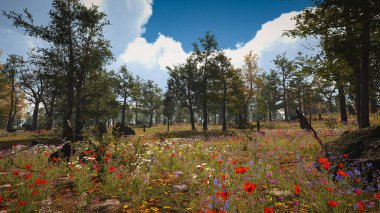 Ekoloji ve sürdürülebilir kalkınma için 3D Render Arka planı, biyolojik çeşitliliği ve büyüyen ekonomiyi korumak için çevre kavramı