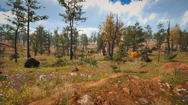 Ekoloji ve sürdürülebilir kalkınma için 3D Render Arka planı, biyolojik çeşitliliği ve büyüyen ekonomiyi korumak için çevre kavramı