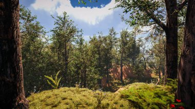 Ekoloji ve sürdürülebilir kalkınma için 3D Render Arka planı, biyolojik çeşitliliği ve büyüyen ekonomiyi korumak için çevre kavramı