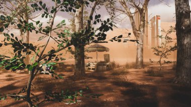 Ekoloji ve sürdürülebilir kalkınma için 3D Render Arka planı, biyolojik çeşitliliği ve büyüyen ekonomiyi korumak için çevre kavramı