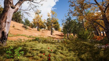 Ekoloji ve sürdürülebilir kalkınma için 3D Render Arka planı, biyolojik çeşitliliği ve büyüyen ekonomiyi korumak için çevre kavramı