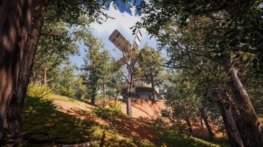 Ekoloji ve sürdürülebilir kalkınma için 3D Render Arka planı, biyolojik çeşitliliği ve büyüyen ekonomiyi korumak için çevre kavramı