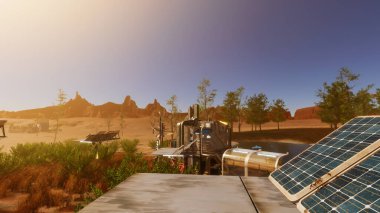 Ekoloji ve sürdürülebilir kalkınma için 3D Render Arka planı, biyolojik çeşitliliği ve büyüyen ekonomiyi korumak için çevre kavramı