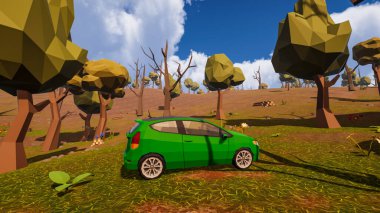 Sürdürülebilir kalkınma hedefleri, biyolojik çeşitlilik, büyüyen bir ekonomi ve ekoloji için grafiksel kaynaklar çokgen stili. 3 Boyutlu Hazırlama