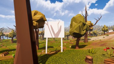 Sürdürülebilir kalkınma hedefleri, biyolojik çeşitlilik, büyüyen bir ekonomi ve ekoloji için grafiksel kaynaklar çokgen stili. 3 Boyutlu Hazırlama