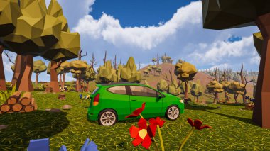 Sürdürülebilir kalkınma hedefleri, biyolojik çeşitlilik, büyüyen bir ekonomi ve ekoloji için grafiksel kaynaklar çokgen stili. 3 Boyutlu Hazırlama