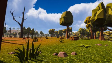 Sürdürülebilir kalkınma hedefleri, biyolojik çeşitlilik, büyüyen bir ekonomi ve ekoloji için grafiksel kaynaklar çokgen stili. 3 Boyutlu Hazırlama