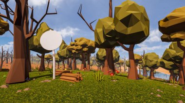 Sürdürülebilir kalkınma hedefleri, biyolojik çeşitlilik, büyüyen bir ekonomi ve ekoloji için grafiksel kaynaklar çokgen stili. 3 Boyutlu Hazırlama