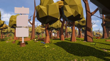 Sürdürülebilir kalkınma hedefleri, biyolojik çeşitlilik, büyüyen bir ekonomi ve ekoloji için grafiksel kaynaklar çokgen stili. 3 Boyutlu Hazırlama