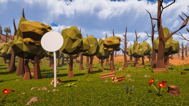 Sürdürülebilir kalkınma hedefleri, biyolojik çeşitlilik, büyüyen bir ekonomi ve ekoloji için grafiksel kaynaklar çokgen stili. 3 Boyutlu Hazırlama