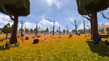 Sürdürülebilir kalkınma hedefleri, biyolojik çeşitlilik, büyüyen bir ekonomi ve ekoloji için grafiksel kaynaklar çokgen stili. 3 Boyutlu Hazırlama