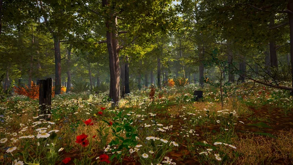 3d render illustration of a virtual world with a natural environment