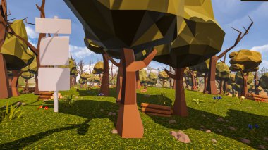 Sürdürülebilir kalkınma hedefleri, biyolojik çeşitlilik, büyüyen bir ekonomi ve ekoloji için grafiksel kaynaklar çokgen stili. 3 Boyutlu Hazırlama