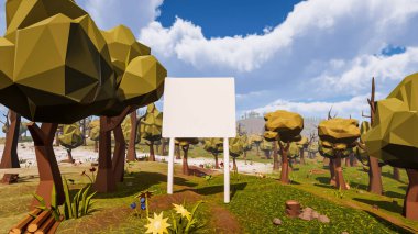 Sürdürülebilir kalkınma hedefleri, biyolojik çeşitlilik, büyüyen bir ekonomi ve ekoloji için grafiksel kaynaklar çokgen stili. 3 Boyutlu Hazırlama