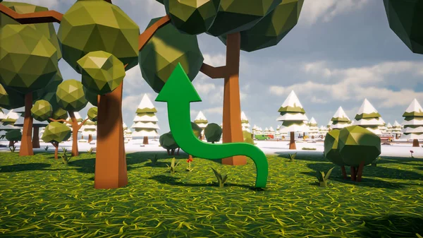Graphic resources for sustainable development goals, biodiversity, a growing economy and ecology. 3D render and low poly