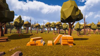 Sürdürülebilir kalkınma hedefleri, biyolojik çeşitlilik, büyüyen bir ekonomi ve ekoloji için grafiksel kaynaklar çokgen stili. 3 Boyutlu Hazırlama