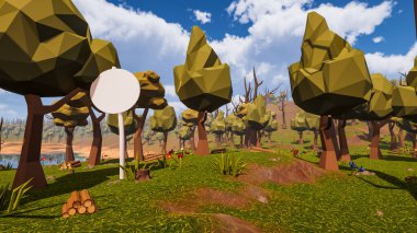 Sürdürülebilir kalkınma hedefleri, biyolojik çeşitlilik, büyüyen bir ekonomi ve ekoloji için grafiksel kaynaklar çokgen stili. 3 Boyutlu Hazırlama