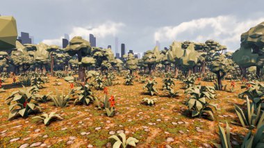 Sürdürülebilir kalkınma hedefleri, biyolojik çeşitlilik, büyüyen bir ekonomi ve ekoloji için grafiksel kaynaklar. 3B oluşturma ve düşük polyester