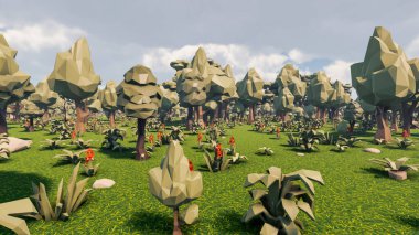 Sürdürülebilir kalkınma hedefleri, biyolojik çeşitlilik, büyüyen bir ekonomi ve ekoloji için grafiksel kaynaklar. 3B oluşturma ve düşük polyester