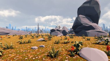 Sürdürülebilir kalkınma hedefleri, biyolojik çeşitlilik, büyüyen bir ekonomi ve ekoloji için grafiksel kaynaklar. 3B oluşturma ve düşük polyester