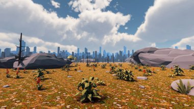 Sürdürülebilir kalkınma hedefleri, biyolojik çeşitlilik, büyüyen bir ekonomi ve ekoloji için grafiksel kaynaklar. 3B oluşturma ve düşük polyester