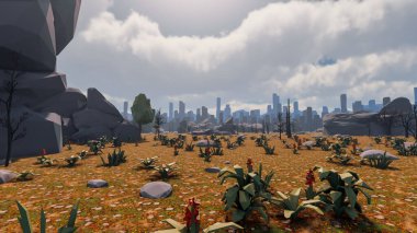 Sürdürülebilir kalkınma hedefleri, biyolojik çeşitlilik, büyüyen bir ekonomi ve ekoloji için grafiksel kaynaklar. 3B oluşturma ve düşük polyester