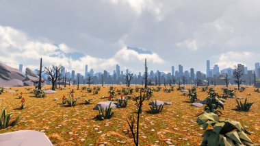 Sürdürülebilir kalkınma hedefleri, biyolojik çeşitlilik, büyüyen bir ekonomi ve ekoloji için grafiksel kaynaklar. 3B oluşturma ve düşük polyester