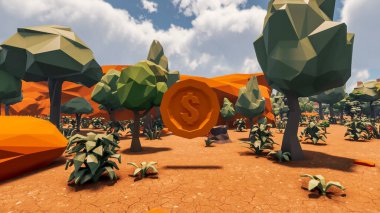 Sürdürülebilir kalkınma hedefleri, biyolojik çeşitlilik, büyüyen bir ekonomi ve ekoloji için grafiksel kaynaklar. 3B oluşturma ve düşük polyester