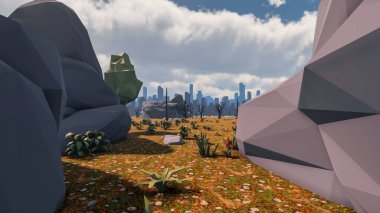 Sürdürülebilir kalkınma hedefleri, biyolojik çeşitlilik, büyüyen bir ekonomi ve ekoloji için grafiksel kaynaklar. 3B oluşturma ve düşük polyester