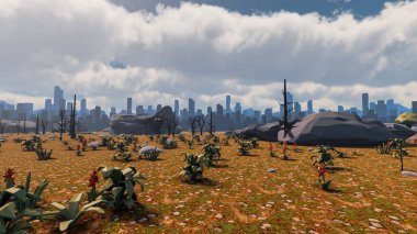 Sürdürülebilir kalkınma hedefleri, biyolojik çeşitlilik, büyüyen bir ekonomi ve ekoloji için grafiksel kaynaklar. 3B oluşturma ve düşük polyester