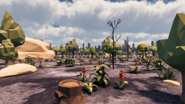 Sürdürülebilir kalkınma hedefleri, biyolojik çeşitlilik, büyüyen bir ekonomi ve ekoloji için grafiksel kaynaklar. 3B oluşturma ve düşük polyester