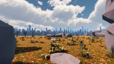 Sürdürülebilir kalkınma hedefleri, biyolojik çeşitlilik, büyüyen bir ekonomi ve ekoloji için grafiksel kaynaklar. 3B oluşturma ve düşük polyester