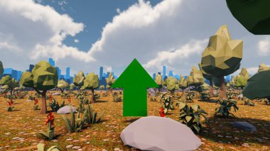 Sürdürülebilir kalkınma hedefleri, biyolojik çeşitlilik, büyüyen bir ekonomi ve ekoloji için grafiksel kaynaklar. 3B oluşturma ve düşük polyester