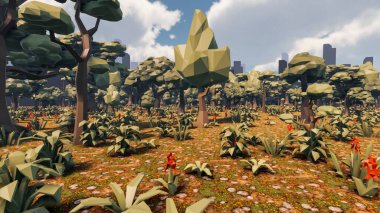 Sürdürülebilir kalkınma hedefleri, biyolojik çeşitlilik, büyüyen bir ekonomi ve ekoloji için grafiksel kaynaklar. 3B oluşturma ve düşük polyester