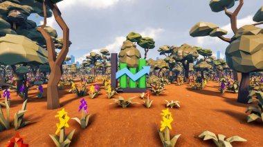 Sürdürülebilir kalkınma hedefleri için grafiksel kaynaklar biyolojik çeşitlilik büyüyen bir ekonomi ve ekoloji 3D yorumlama ve düşük polyester