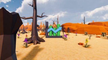 Sürdürülebilir kalkınma hedefleri için grafiksel kaynaklar biyolojik çeşitlilik büyüyen bir ekonomi ve ekoloji 3D yorumlama ve düşük polyester