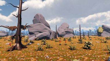 Sürdürülebilir kalkınma hedefleri, biyolojik çeşitlilik, büyüyen bir ekonomi ve ekoloji için grafiksel kaynaklar. 3B oluşturma ve düşük polyester