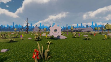 Sürdürülebilir kalkınma hedefleri için grafiksel kaynaklar biyolojik çeşitlilik büyüyen bir ekonomi ve ekoloji 3D yorumlama ve düşük polyester